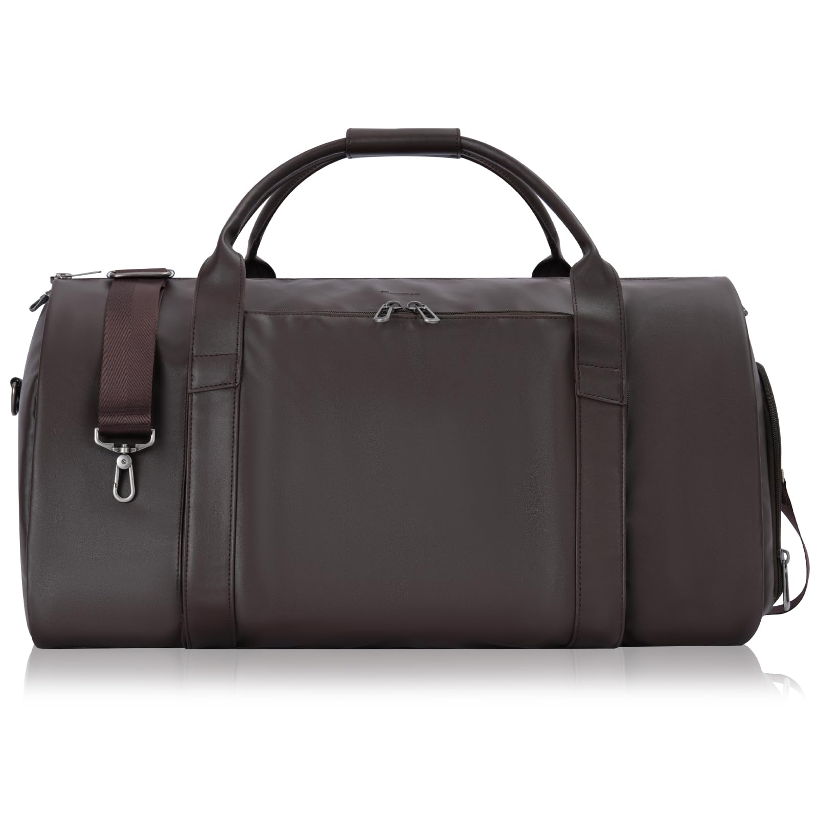 Modoker Leather Garment Bag for Travel – 2-in-1 Carry-On Suit Bag & Weekender for Men and Women – Wedding Luggage with Shoe Compartment & Shoulder Strap – Ideal for Business Trips,Brown