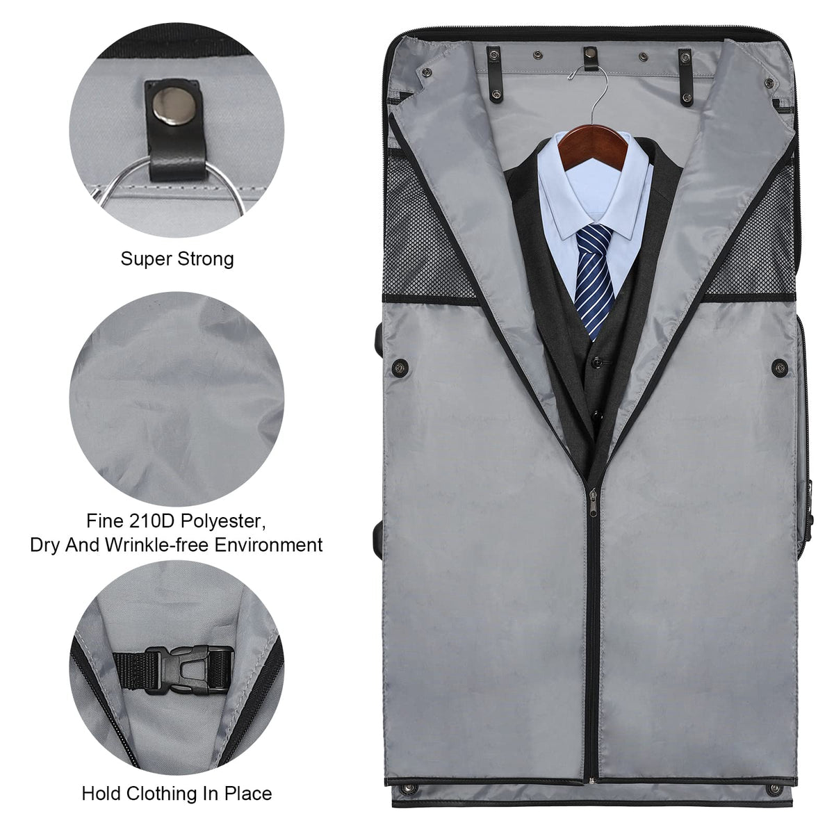 Modoker Rolling Garment Bag with Wheels, Garment Bags with Built - in TSA Lock, 22 Inch Travel Garment Bag Suitcase