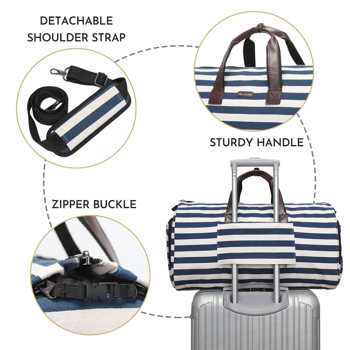 Modoker Suit Luggage Garment Bag with Shoulder Strap, Suit Carry on Bag Hanging Suitcase Black Garment Bags for Men Women Business Travel