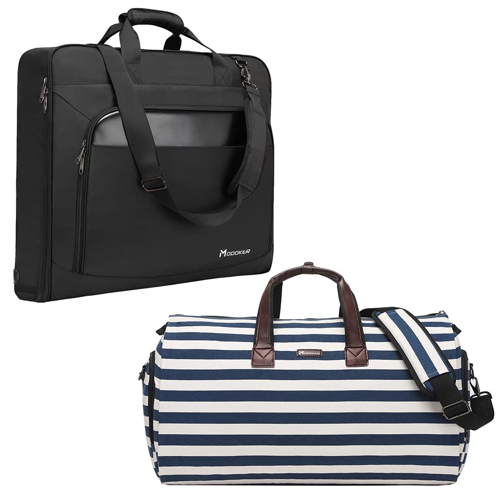 Modoker Suit Luggage Garment Bag with Shoulder Strap, Suit Carry on Bag Hanging Suitcase Black Garment Bags for Men Women Business Travel