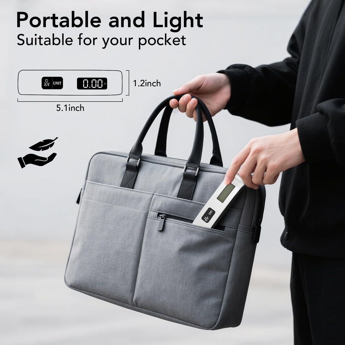 MOKUA Portable Digital Luggage Scale, 110lbs Hanging Baggage Scale with Backlit LCD Display, Portable Suitcase Weighing Scale, Travel Luggage Weight Scale with Hook