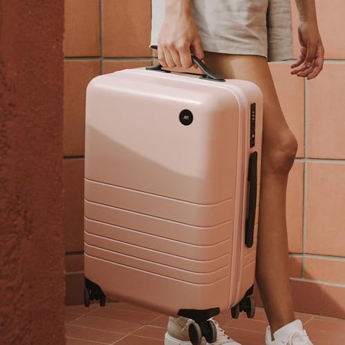Monos Carry-On Luggage 22 Inch – Lightweight Hardside Spinner Suitcase with TSA Lock | Airline Approved, 39.9L Polycarbonate Rolling Carry On Bag | Overhead Bin Suitcase for Travel | Rose Quartz