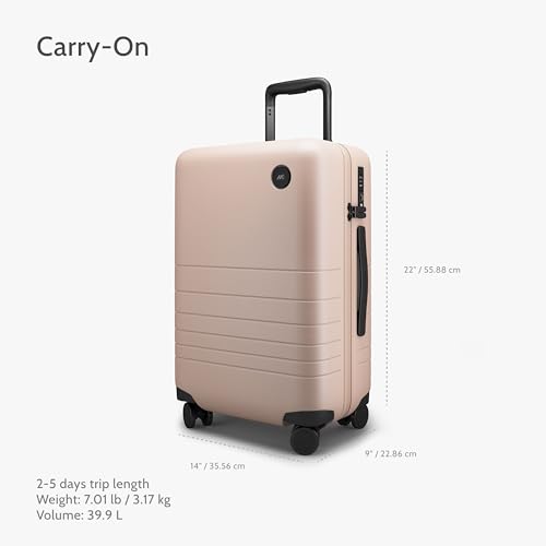 Monos Carry-On Luggage 22 Inch – Lightweight Hardside Spinner Suitcase with TSA Lock | Airline Approved, 39.9L Polycarbonate Rolling Carry On Bag | Overhead Bin Suitcase for Travel | Rose Quartz