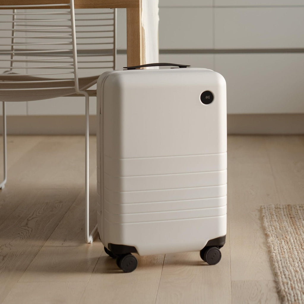 Monos Carry - On Luggage (22"), Lightweight Hardside Spinner Suitcase with TSA Lock, Airline Approved, Stellar White