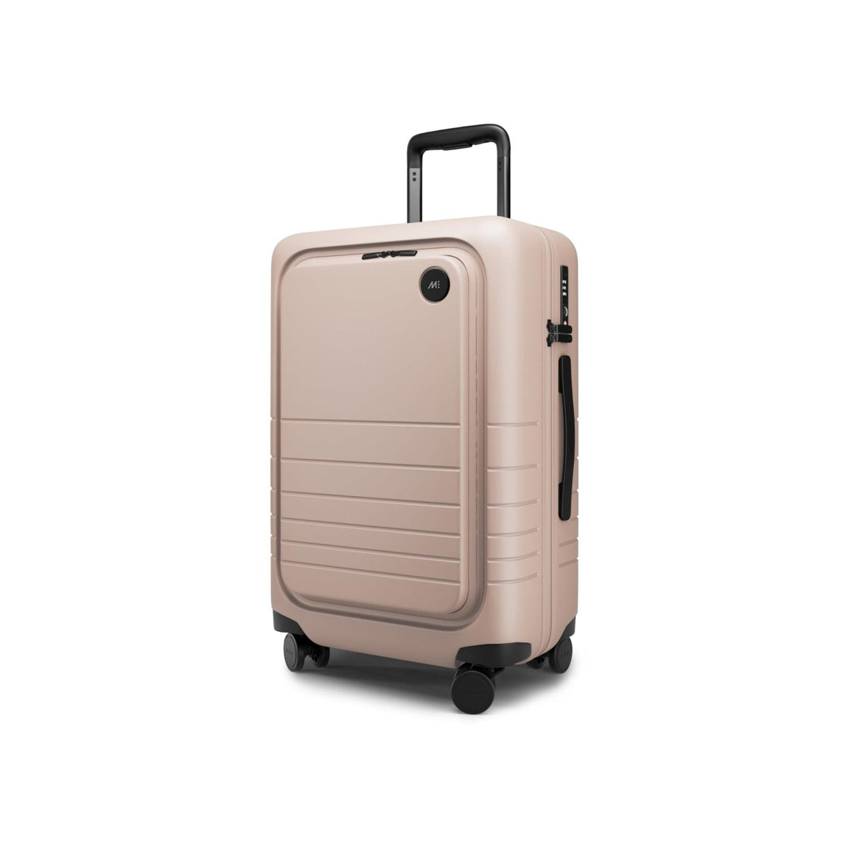 Monos Carry-On Pro Luggage (22"), Hardside Spinner Suitcase with TSA Lock & Front Pocket, Airline Approved, Rose Quartz, Pink