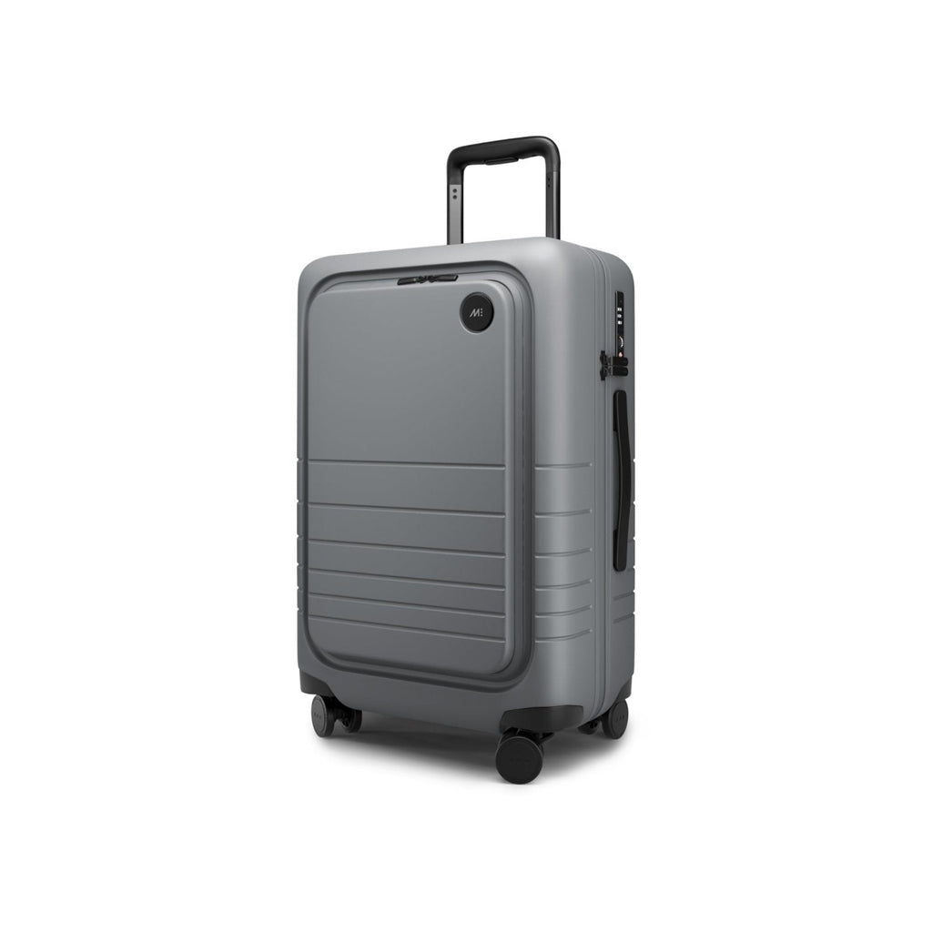 Monos Carry-On Pro Luggage (22"), Hardside Spinner Suitcase with TSA Lock & Front Pocket, Airline Approved, Storm Grey