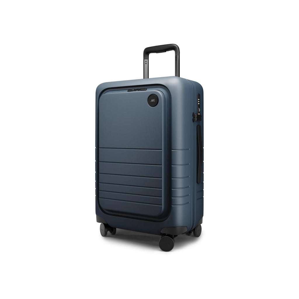 Monos Carry-On Pro Plus Luggage (23"), Hardside Spinner Suitcase with TSA Lock & Front Pocket, Airline Approved, Ocean Blue