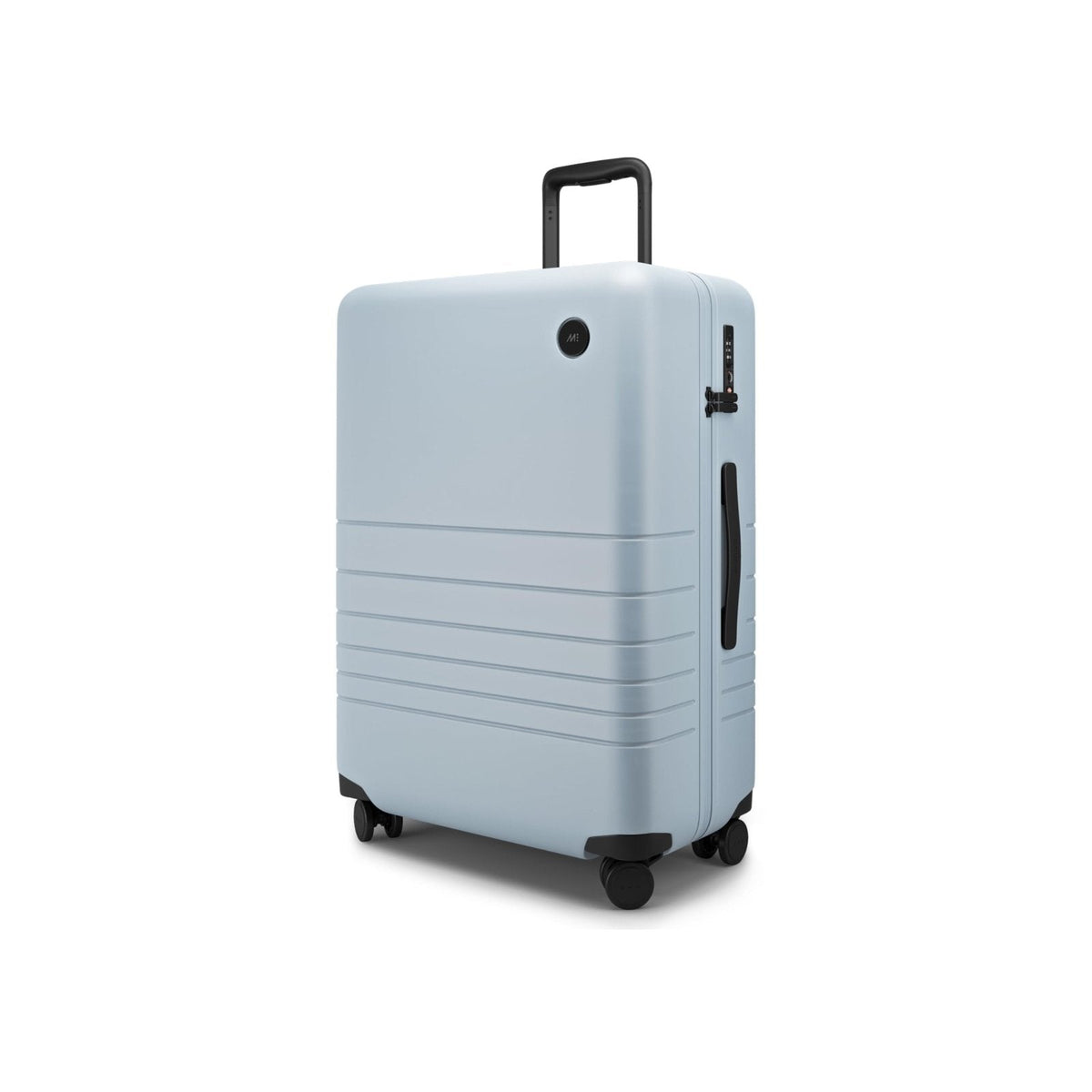 Monos Medium Checked Luggage (26.5"), Lightweight Hardside Spinner Suitcase with TSA Lock, Durable Travel Case, Blue Haze