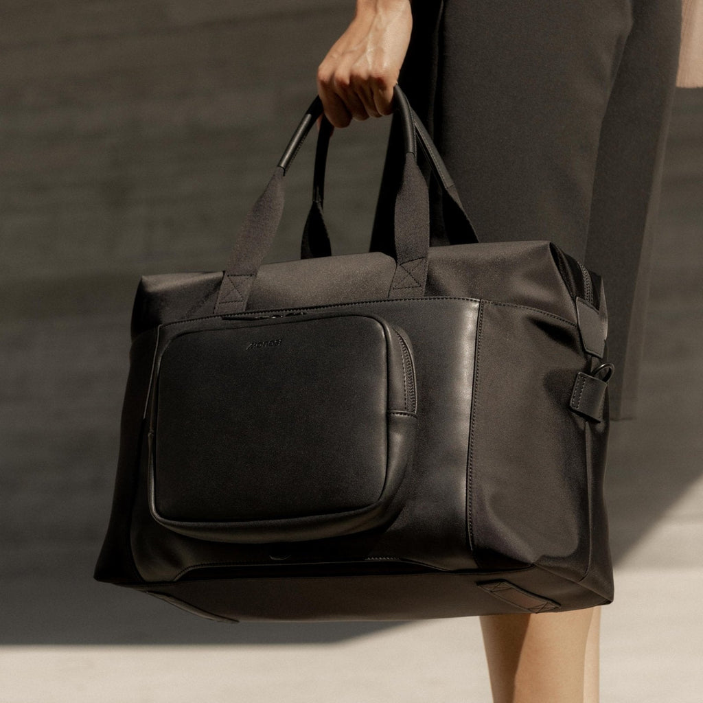 Monos Metro Duffel Nylon, Travel Duffel Bag & Weekender with Shoe Compartment, Lightweight Carry - On Approved, Carbon Black