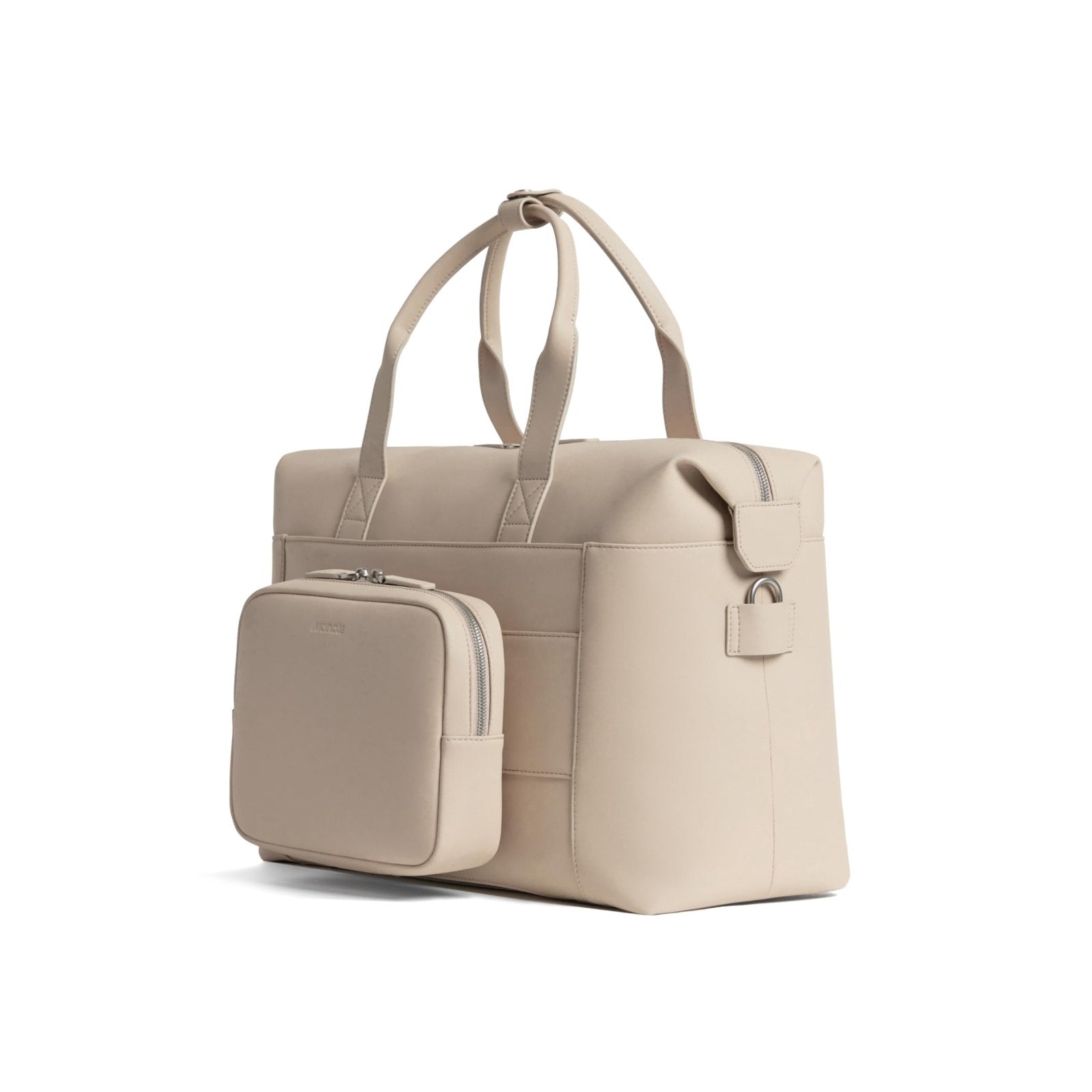 Monos Metro Duffel Vegan Leather Microfiber, Travel Duffel Bag & Weekender with Shoe Compartment, Carry-On Approved, Ivory