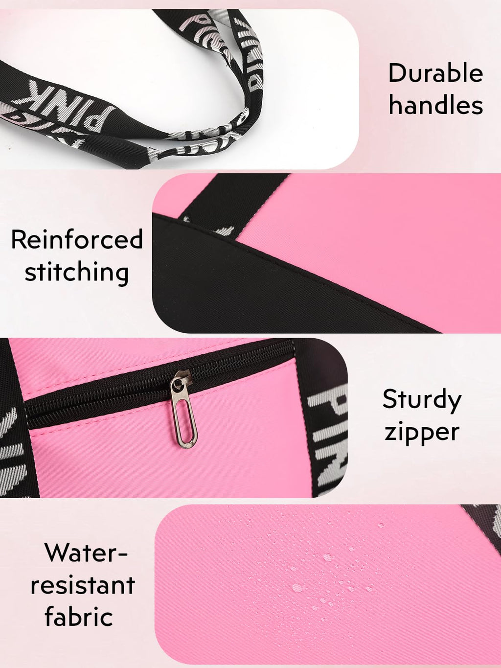 MOPERIL Pink Tote Bags for Women, Waterproof Beach Bag Spend the Night Bags for Women, Travel & Overnight Bag (Pink)