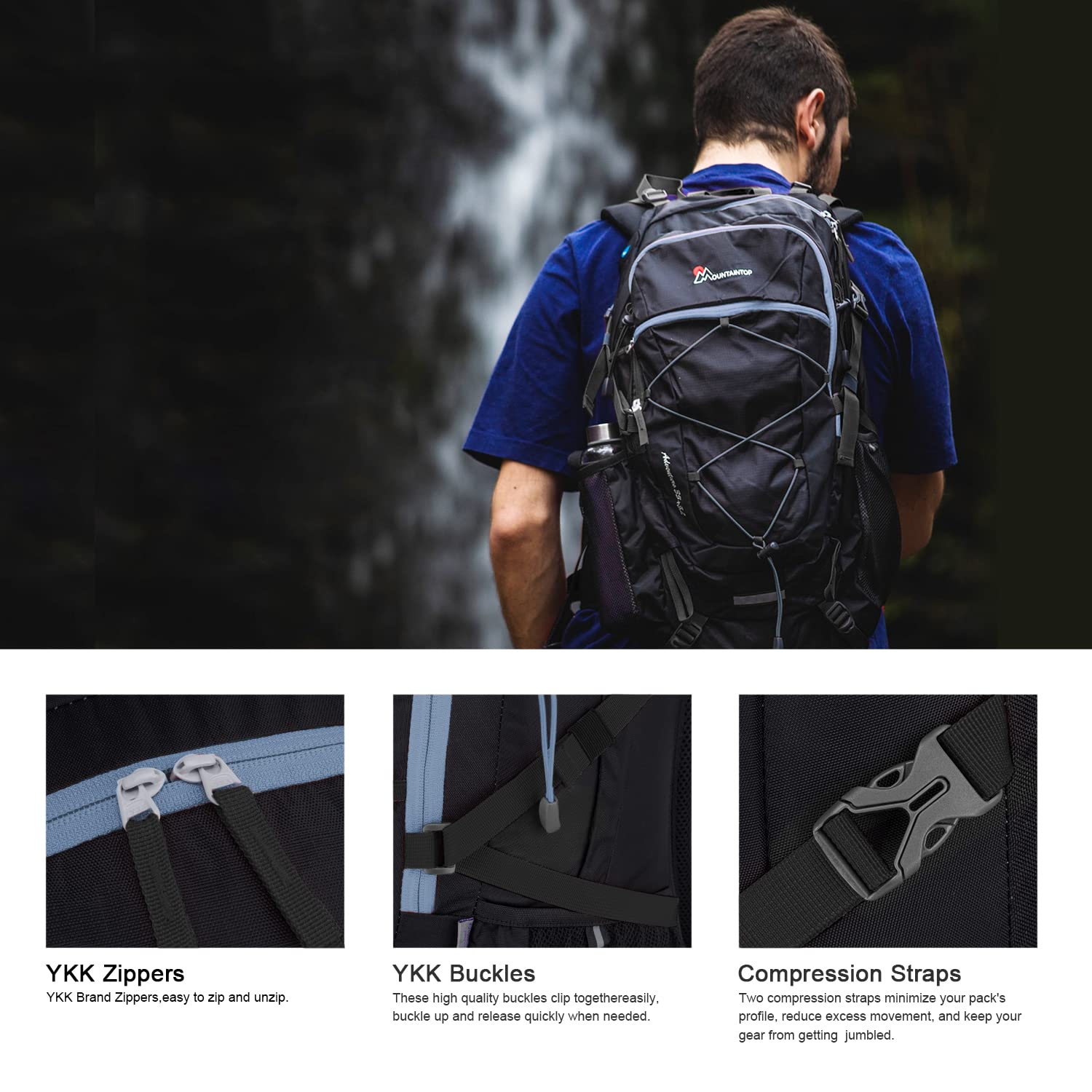 MOUNTAINTOP 25L/40L Hiking Backpack,Lightweight Travel Backpack for Men Women Outdoor Backpacking, Camping