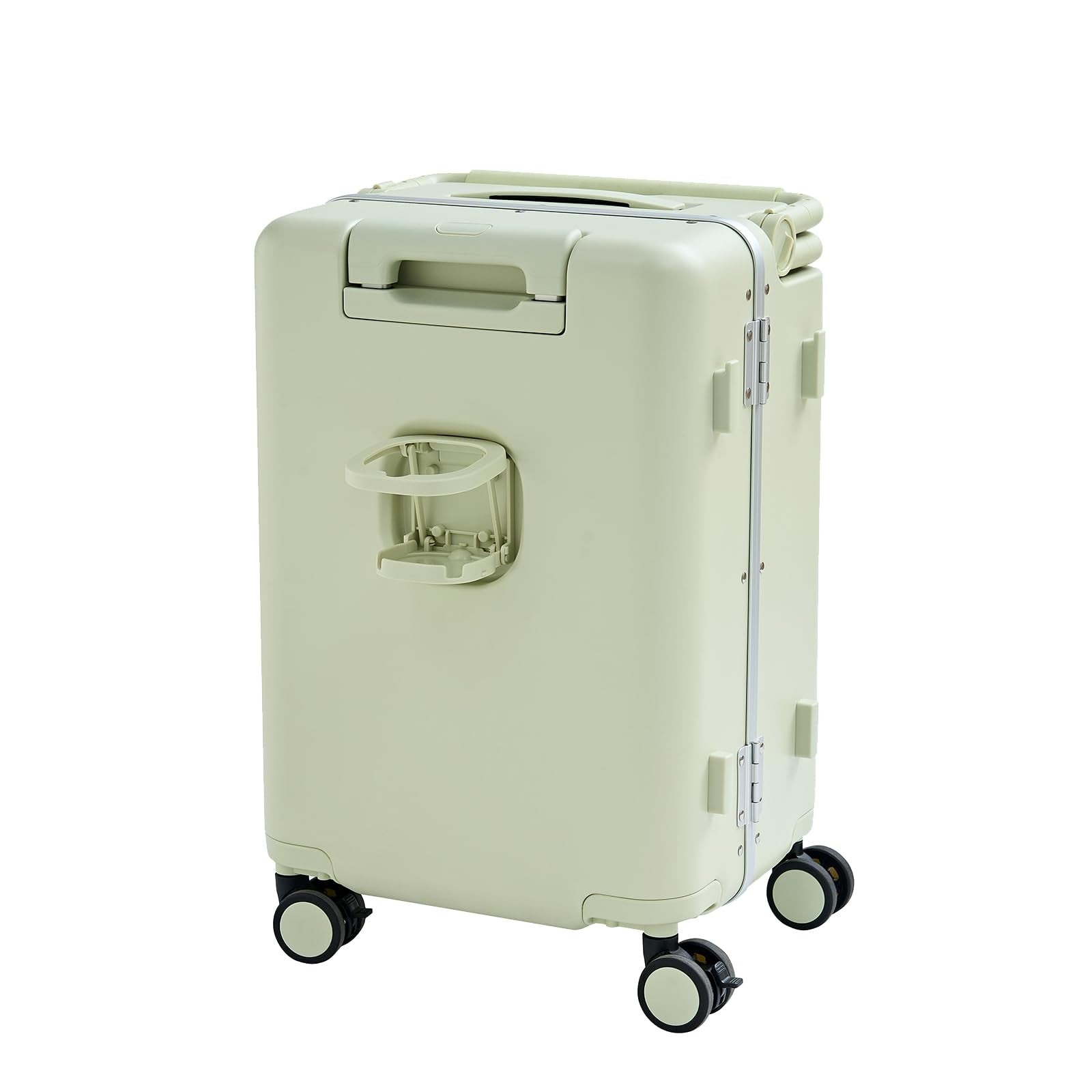 muhub 20" Carry On Suitcase with Built - in Child Seat - Hardshell Travel Tote with Cup Holder, Double Handles & TSA Lock for Family Travel, Green