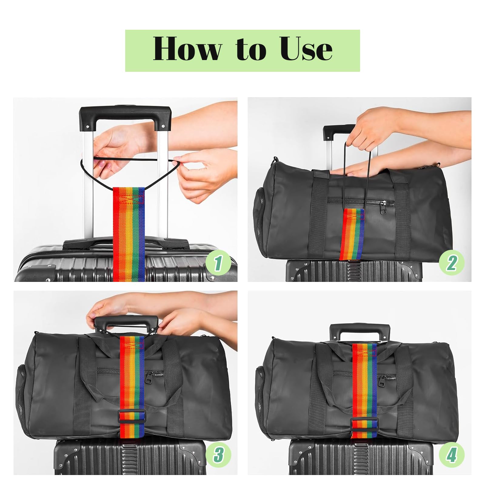 Multi Use Strong Adjustable Luggage Connector Straps for Suitcases,2 Pack Flexible Luggage Accessories Elastic Fastening Bag Strap