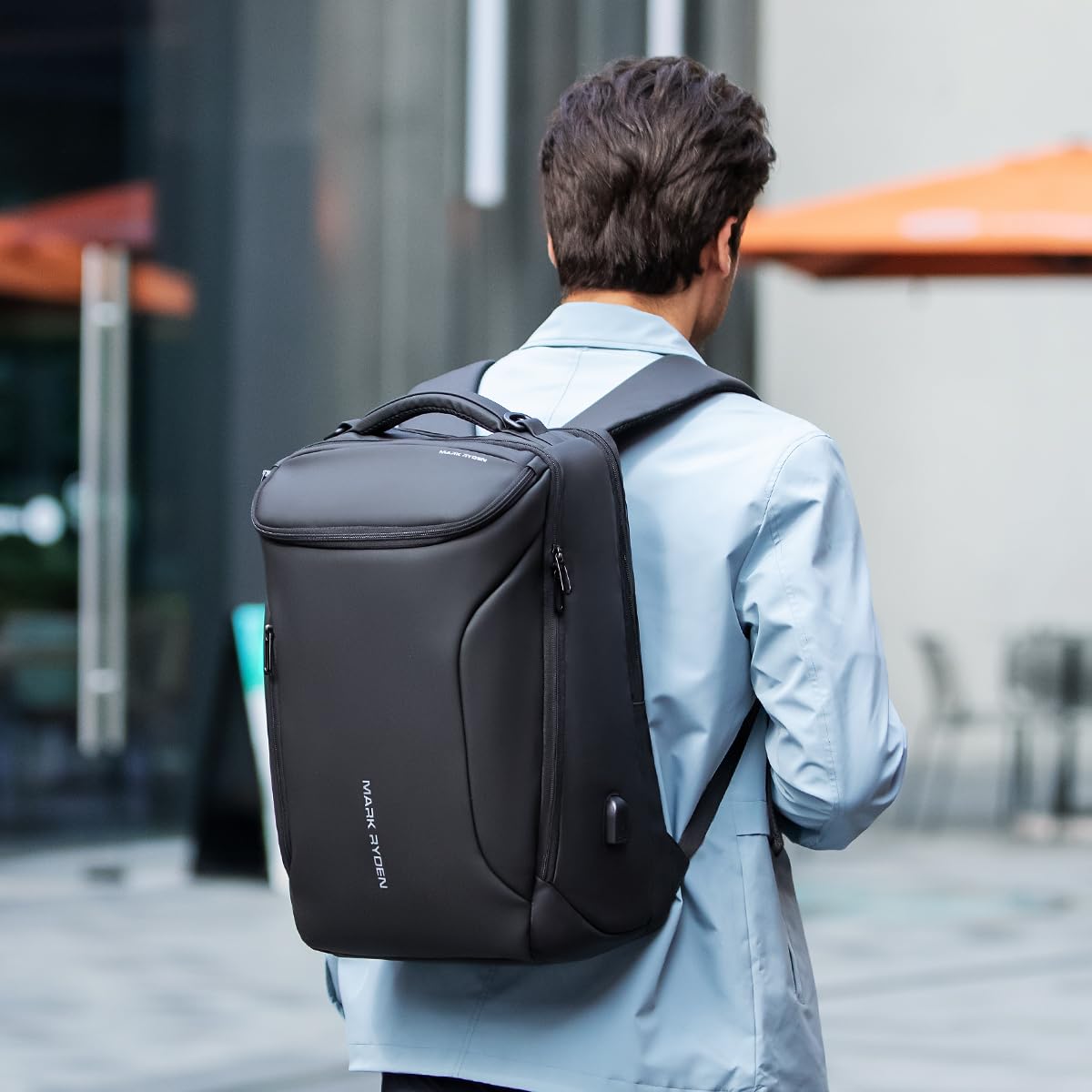 Muzee Business Backpack for Men, 17.3 Inch Water - Resistant & Anti - Scrape Travel Laptop Backpack with USB Charging Port, High Tech Backpack Fits Notebook & Tech Gear
