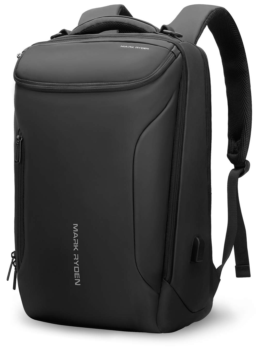 Muzee Business Backpack for Men, 17.3 Inch Water-Resistant & Anti-Scrape Travel Laptop Backpack with USB Charging Port, High Tech Backpack Fits Notebook & Tech Gear