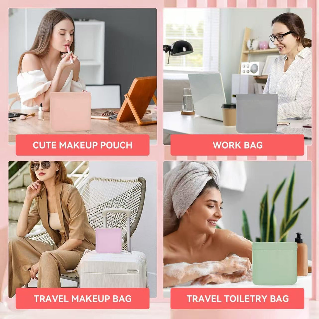 MZLUWM 6PCS Small Makeup Bag for Purse，Waterproof Leather Portable Mini Makeup Bag,Snap Closure Organizer Pouch for Coin Cards Jewelry Lipstick Cosmetic Accessories，Small Travel Kit Storage Pouch