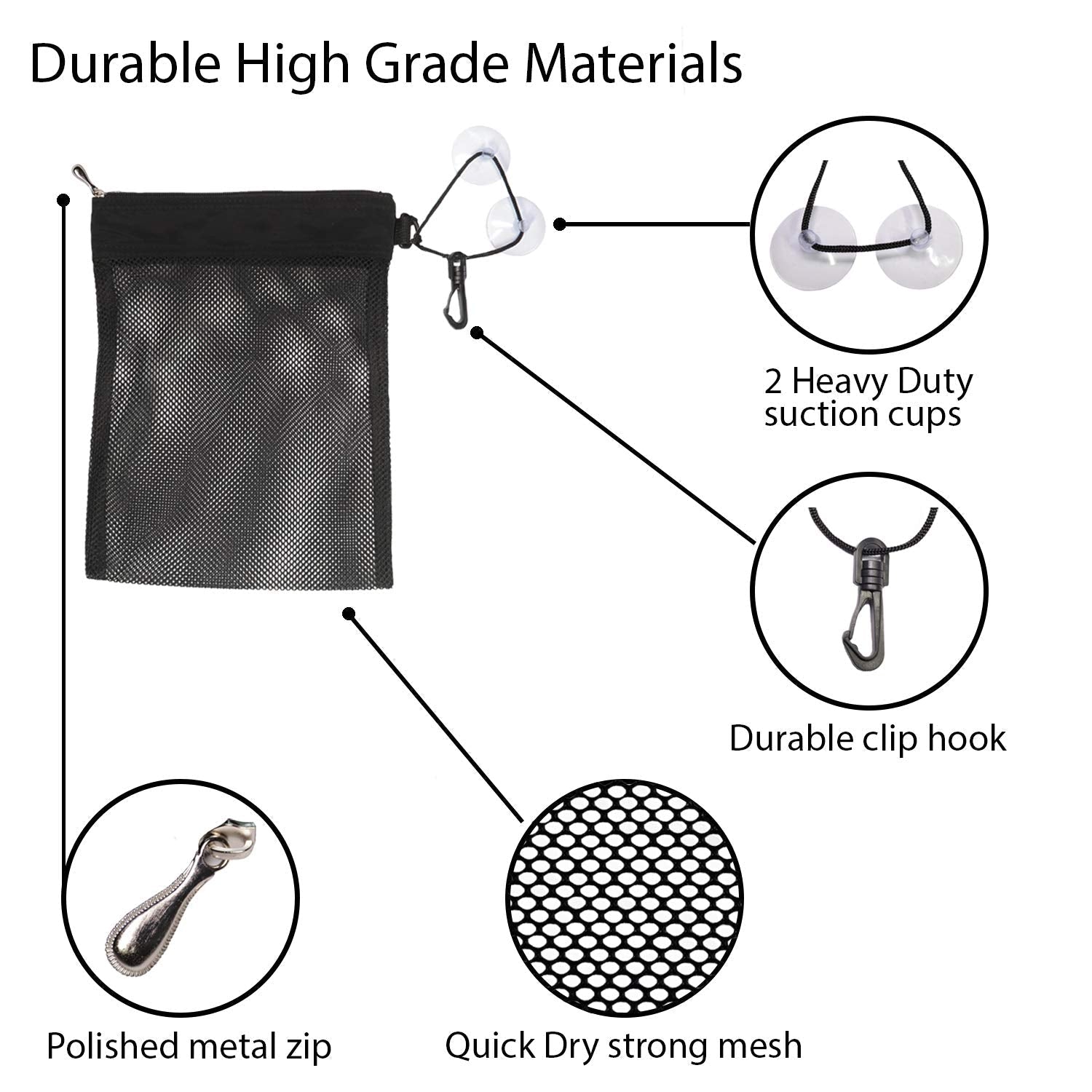 Naroa Waterproof Multifunctional Toiletry Shower Bag for Gym, Travel, Business and Foldable Portable Hanging Bathroom Mesh Caddy with Wet & Dry Storage Suction Hook Tote for Men Women