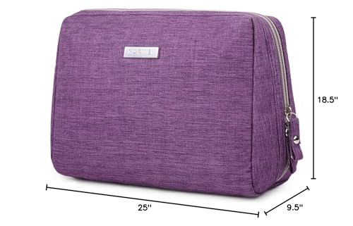 Narwey Large Makeup Bag Travel Cosmetic Bag Organizer Toiletry Bag Make Up Bags Zipper Pouch for Women (Large, Purple)