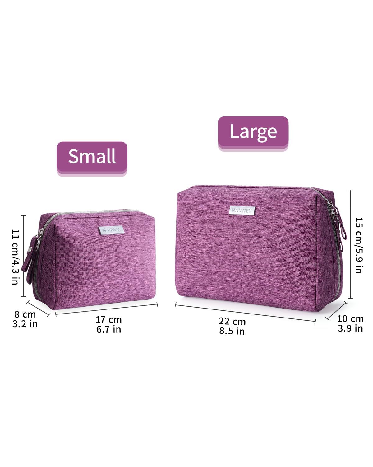 Narwey Large Makeup Bag Travel Cosmetic Bag Organizer Toiletry Bag Make Up Bags Zipper Pouch for Women (Large, Purple)