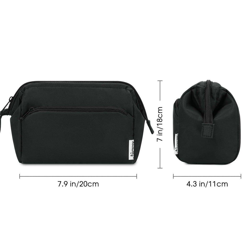 Narwey Makeup Bag Women Wide - open Make up Bag Travel Cosmetic Bag Organizer Toiletry Bag for Cosmetics Toiletries Accessories (Black)