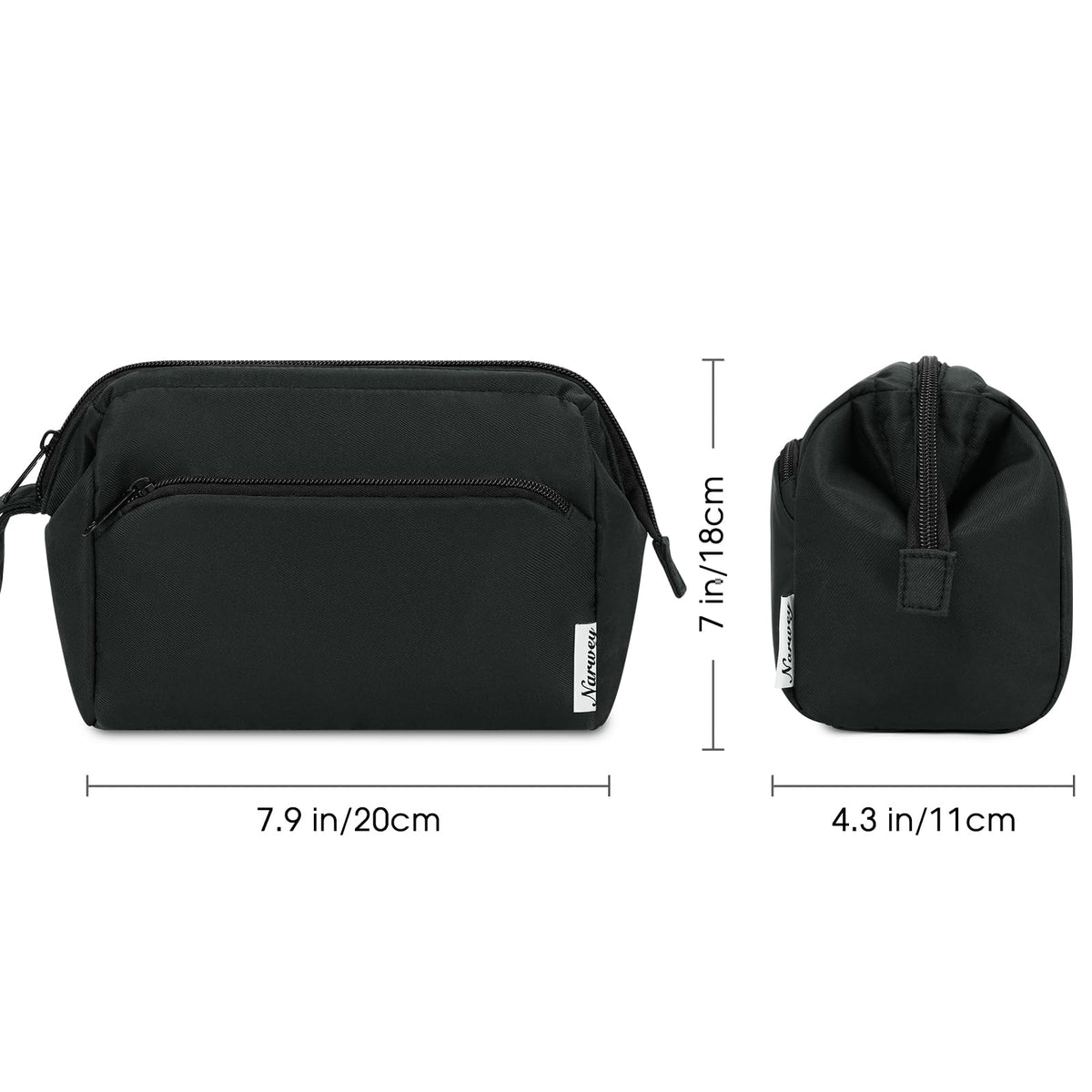 Narwey Makeup Bag Women Wide - open Make up Bag Travel Cosmetic Bag Organizer Toiletry Bag for Cosmetics Toiletries Accessories (Black)