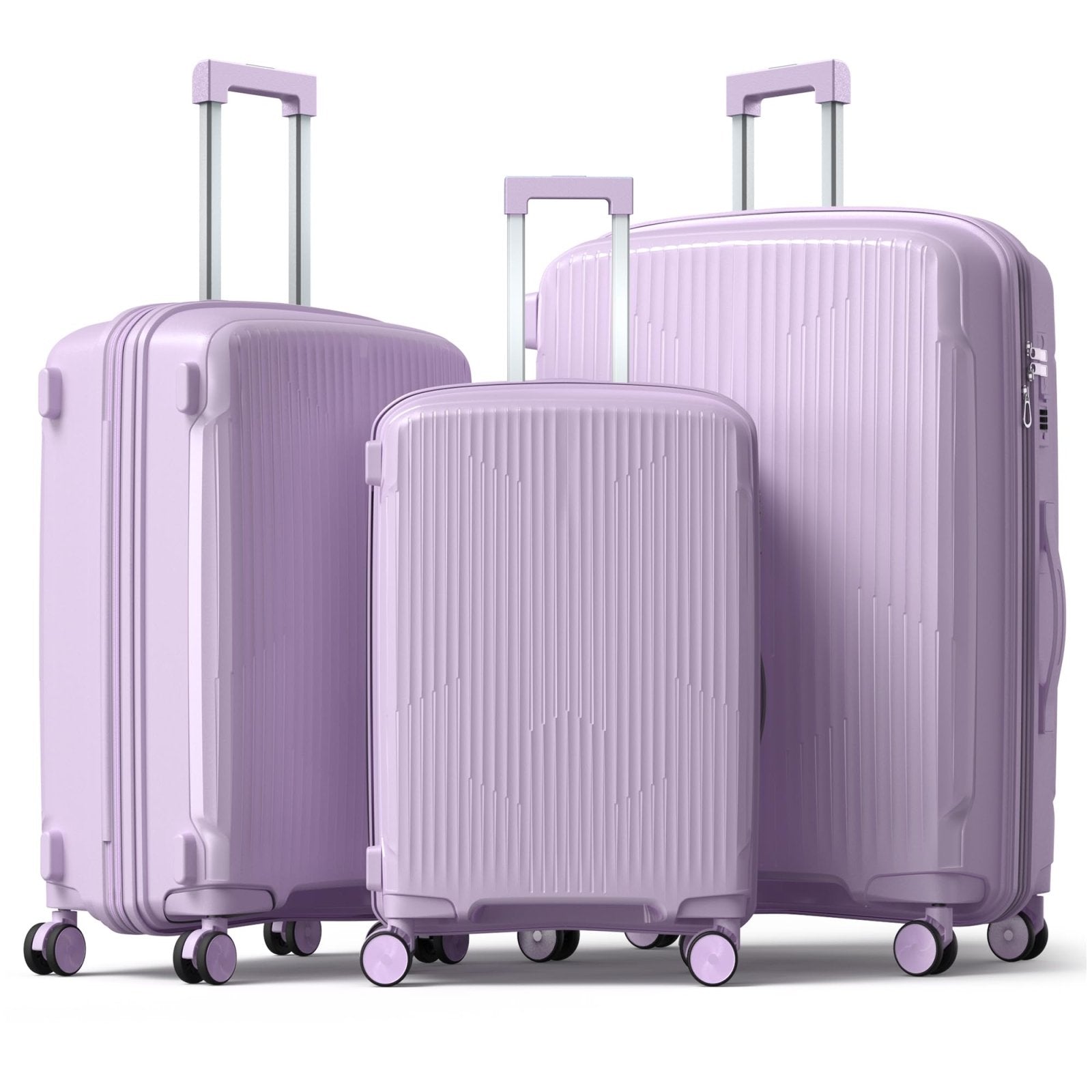 Nazhura Luggage Set, 3-Piece Hardside Suitcase Set, 20-inch Carry On, 24-inch, 28-inch Luggage (Purple)