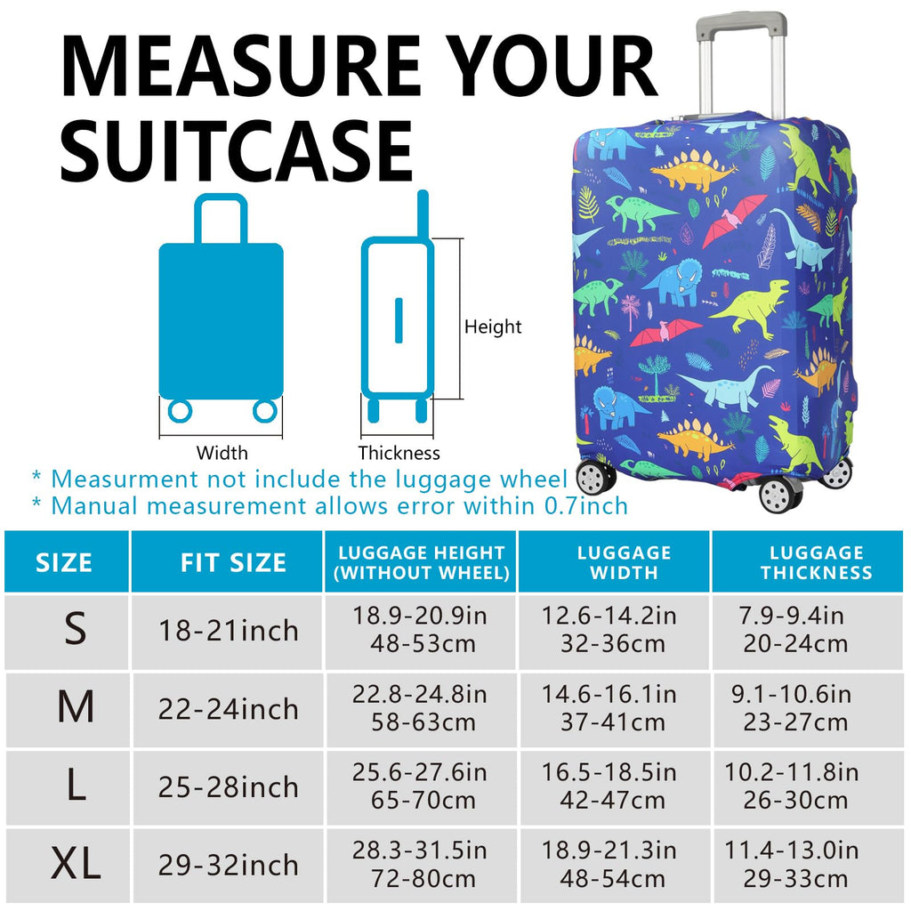 nbnhxnff Travel Luggage Cover Protector Stretchable,Washable&Anti - Scratch,Fits 18 - 32 Inch case (Dinosaur, M(22 - 25 inch))