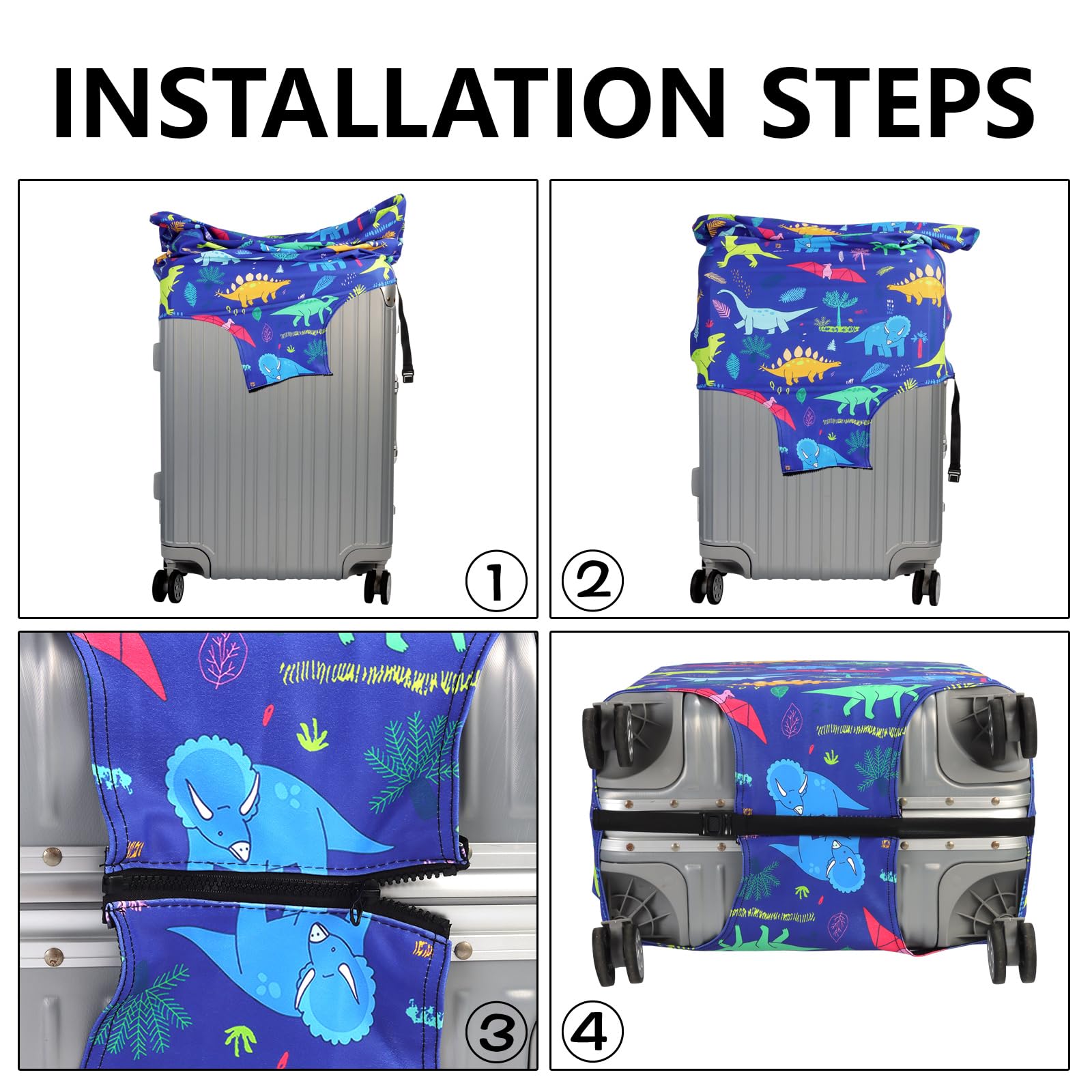 nbnhxnff Travel Luggage Cover Protector Stretchable,Washable&Anti - Scratch,Fits 18 - 32 Inch case (Dinosaur, M(22 - 25 inch))