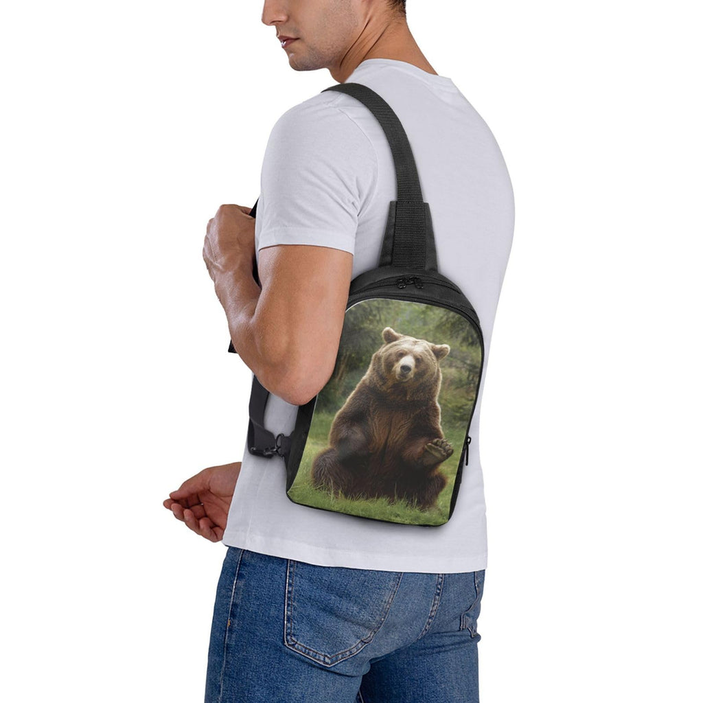 NCMDNWAUCK Sling Bag Hi Bear Sit on the lawn Cross Chest Bag Sling Backpack for Travel Crossbody Shoulder Bag