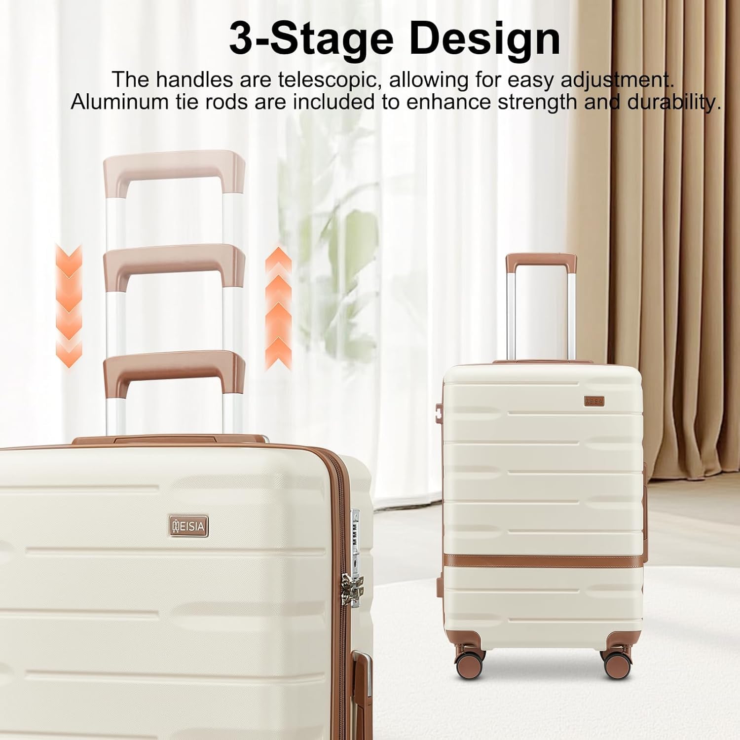 NEISIA Luggage Sets 4 Piece with TSA Lock Hardside PC+ABS Carry On expandable Suitcase with Spinner Wheels Lightweight Rolling Travel Luggage Sets with YKK Zippers(Black, 4 Piece Sets(14/20/DB/TB))