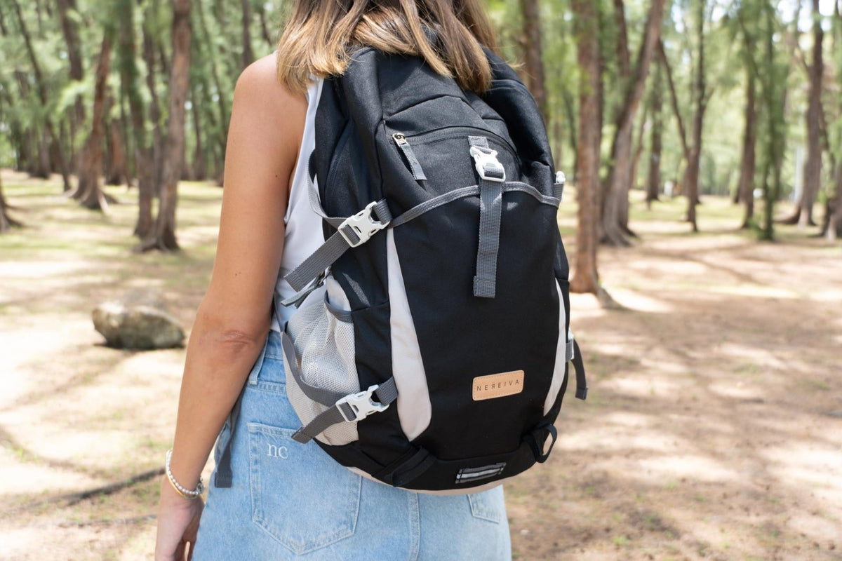 Nereiva Foldable Backpack with Rain Cover - Multiple Pockets - Waterproof Lightweight Packable Backpack for Travel Camping, 35L Hiking Foldable Daypack for Men Women Black