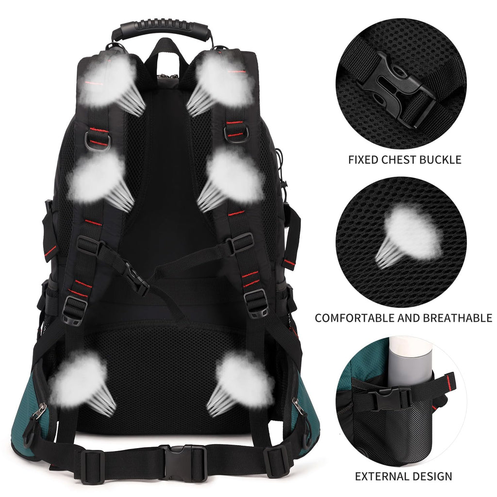 Nerlion 40L Hiking Backpack Travel Backpack for Men Women Camping Waterproof Outdoor Hiking Daypack Lightweight Backpack (Dark Green)