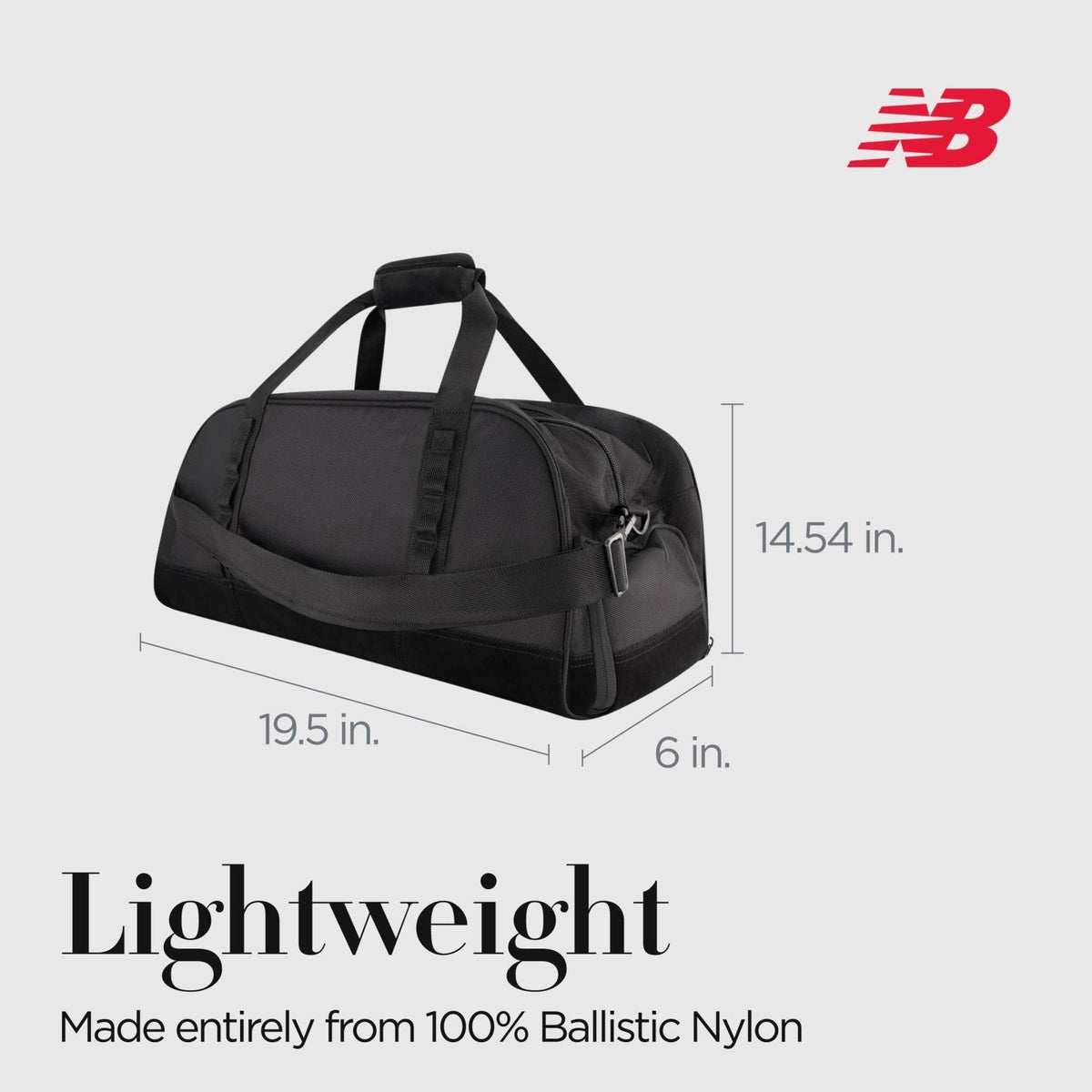New Balance Duffel Bag, Legacy Icon Commuter Travel Bag for Men and Women, Black, One Size