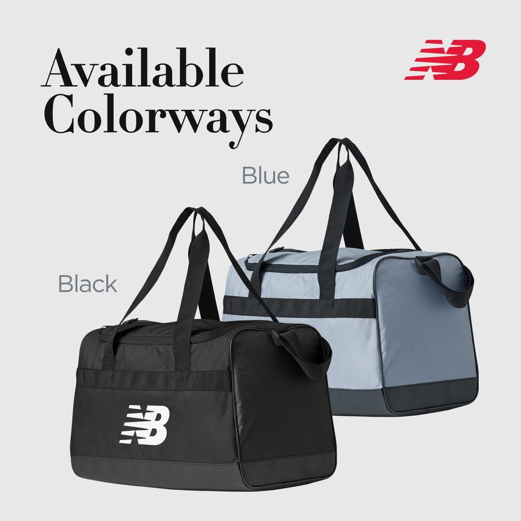 New Balance Duffel Bag, Small Carry On Travel Gym Bag with Carry Handles and Shoulder Strap, Grey