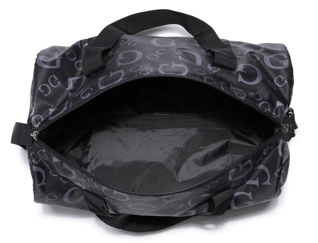 NEW GUESS Black Grey G Logo Gym Weekend Travel Lightweight Small Duffle Bag Handbag