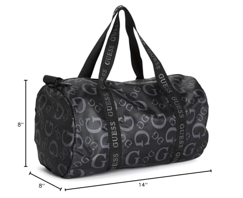NEW GUESS Black Grey G Logo Gym Weekend Travel Lightweight Small Duffle Bag Handbag