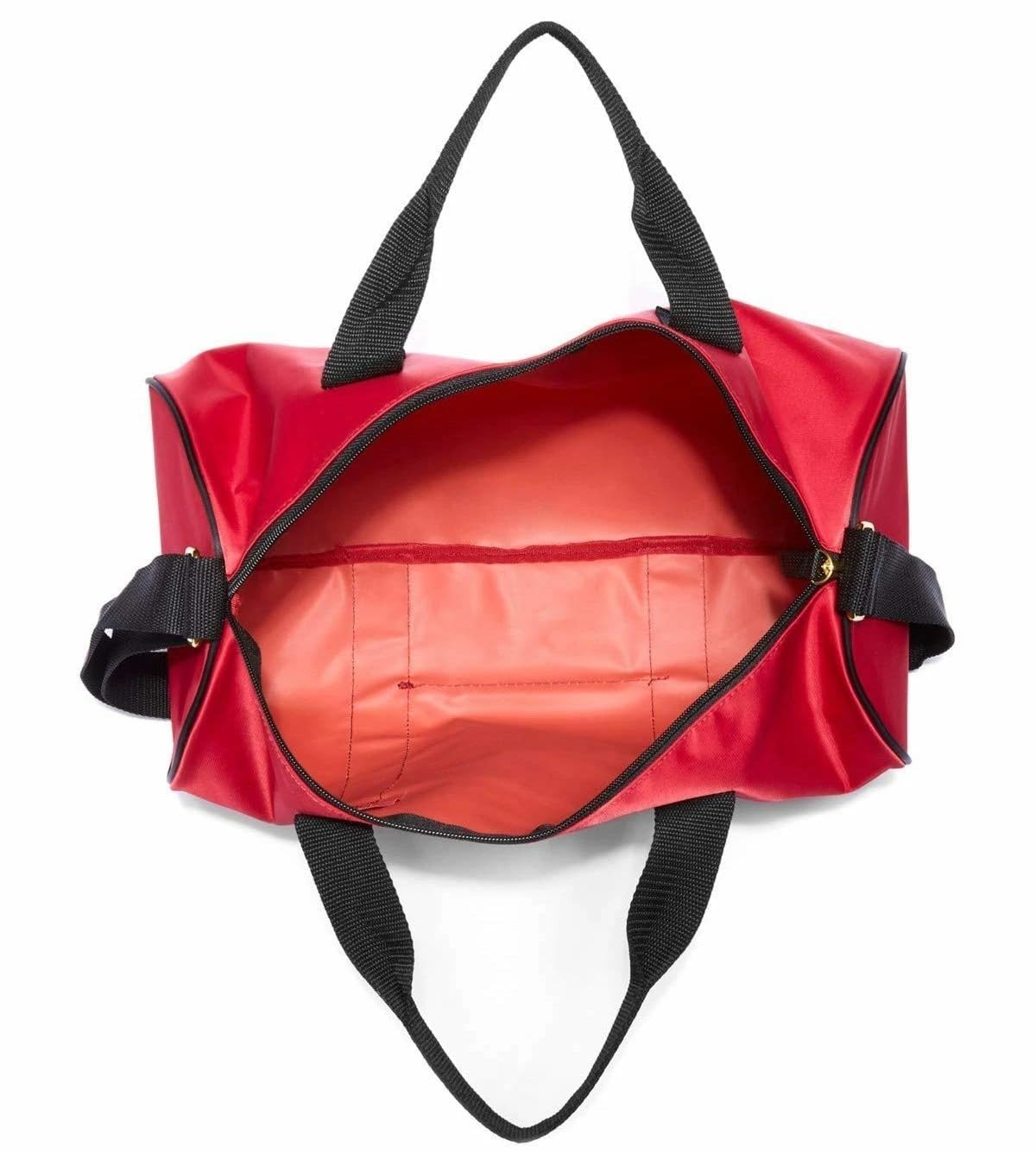 NEW GUESS Logo Gym Weekend Travel Nylon Lightweight Small Duffle Bag Handbag - Red/Black