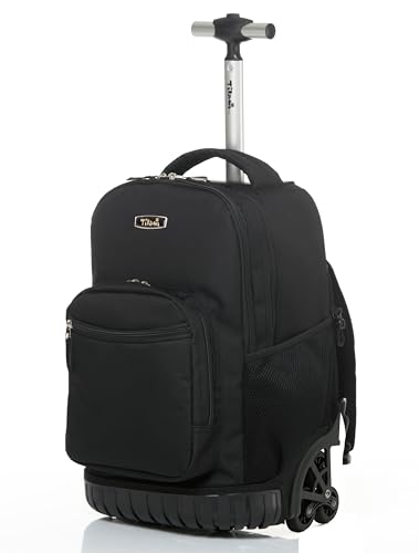 New Tilami 18-inch black 6-wheel rolling backpack for school