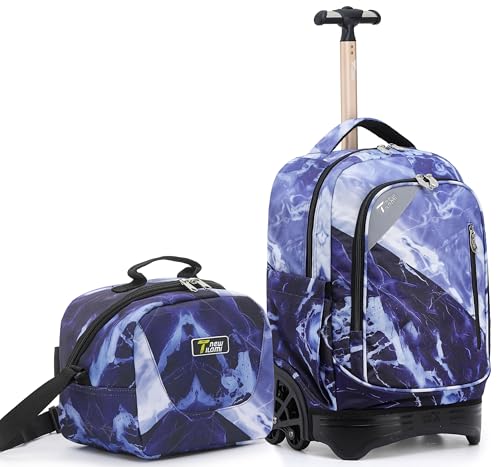 NEW TILAMI 18 inch Rolling Backpack Boys for School – Durable, Waterproof, Adjustable Handle, Stair Climbing, Variety of Colors & Patterns, Lightning Purple