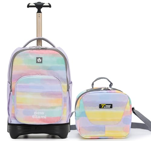 NEW TILAMI 18 inch Rolling Backpack for Kids – Waterproof, Stair-Climbing, Adjustable Handle, Variety of Colors & Patterns for School, Mood Map