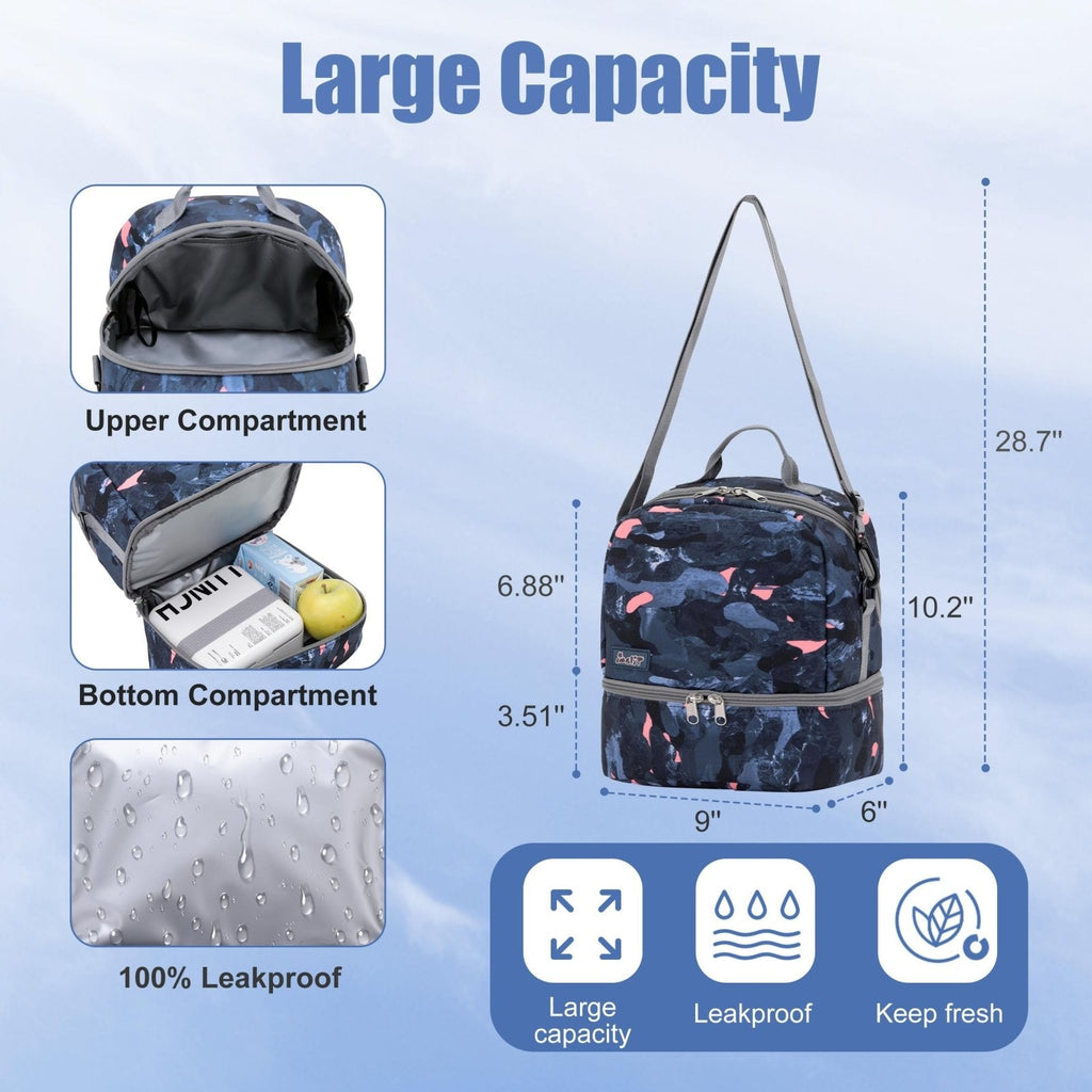 NEW TILAMI 19 Inch Rolling Backpack with Lunch Bag for Girls Boys Wheeled Laptop Backpack Durable Carry - on Bag School Travel, Doodle Grey