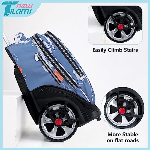 NEW TILAMI 19 Inch Rolling Backpack with Lunch Bag for Girls Boys Wheeled Laptop Backpack Durable Carry-on Bag School Travel, Street Basketball