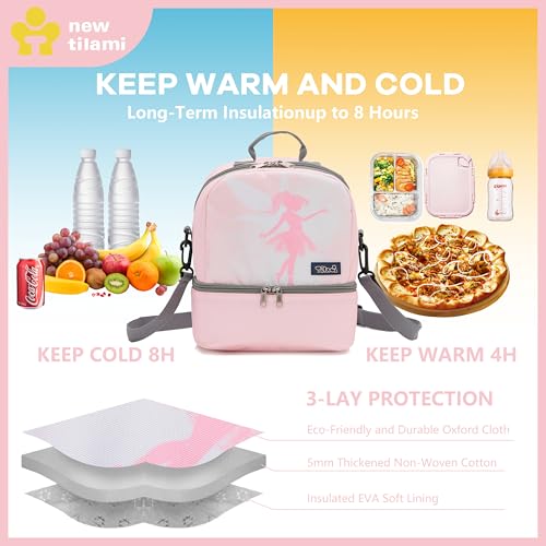 NEW TILAMI Kids Lunch Bag Double Insulated for tilami Rolling Backpack Girls Boys forTravel School Picnic, Fairy Blush