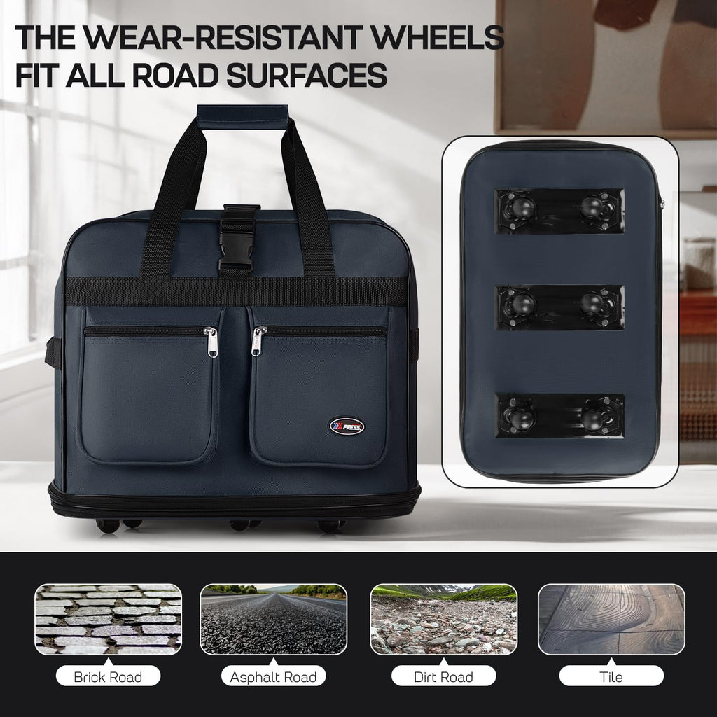 New York XPress 30''36''40''Rolling Wheeled Duffel Bag Suitcases with Wheels Expandable Foldable Luggage Bag Rolling Travel Bag Duffel Bag for Men Womens - NAVY,40