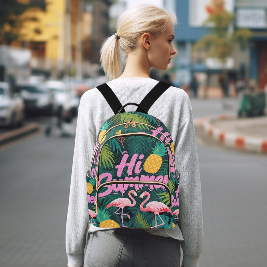 Nexawaveo Quilted Backpack for Women Hi Summer Tropical Carry - On 14 Inch Laptop Backpack