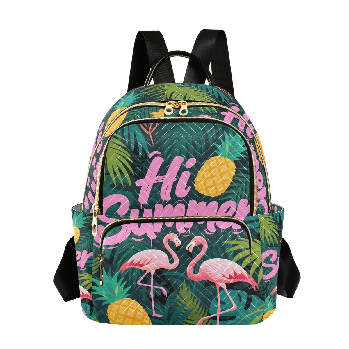 Nexawaveo Quilted Backpack for Women Hi Summer Tropical Carry-On 14 Inch Laptop Backpack
