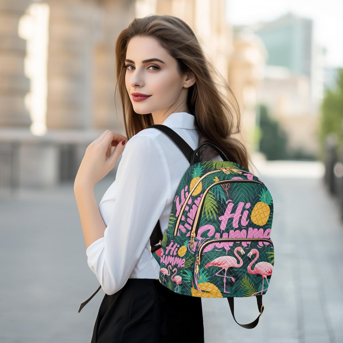 Nexawaveo Quilted Backpack for Women Hi Summer Tropical Carry - On 14 Inch Laptop Backpack
