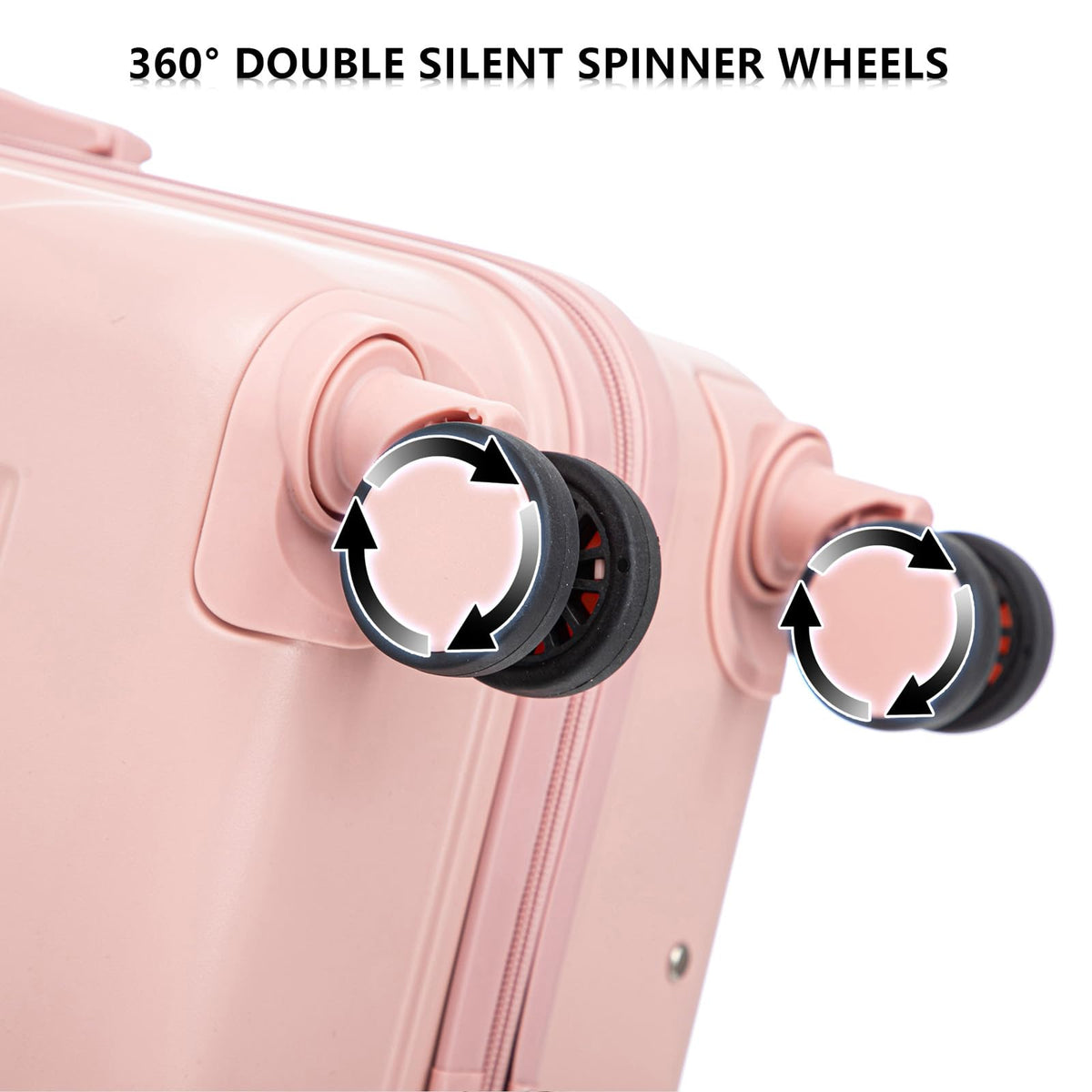 Ningering Pink 3 Piece Luggage Set, ABS Hard Case Luggage Sets with Spinner Wheels, Hardshell Carry on Suitcase, Travel Suitcase with Combination Lock, 20/24/28 Inch (Pink)