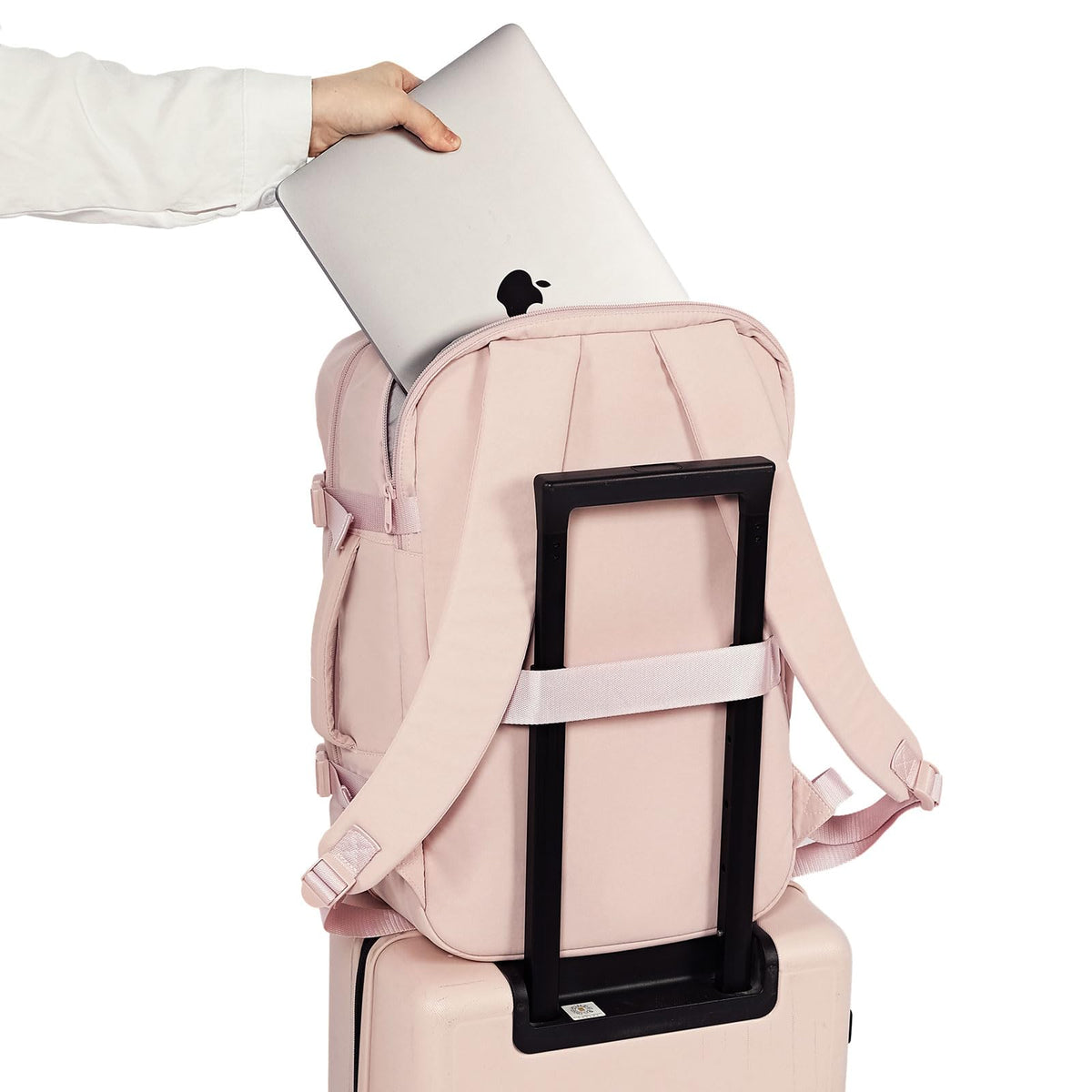 NISHEL Carry On Backpack for Women, 28.3L Travel Backpack with Suitcase - Style Opening, Travel Bag fits 15.6 Inch Laptop, Flight Approved Weekender Bag for Business, PINK
